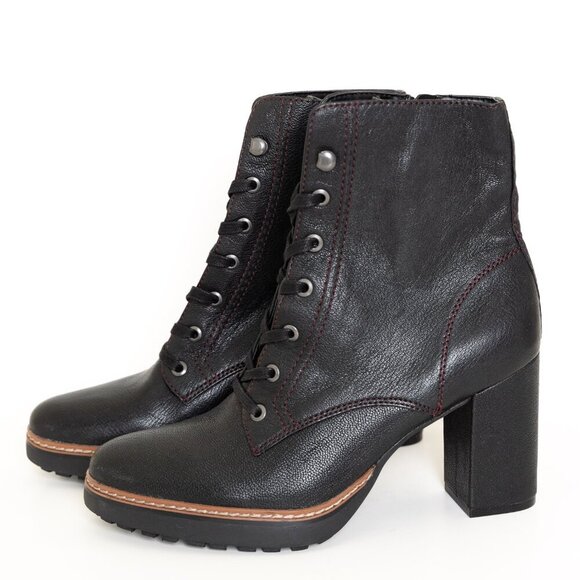 Naturalizer Callie Lace Up Leather Boot Black NWOB - Picture 3 of 15